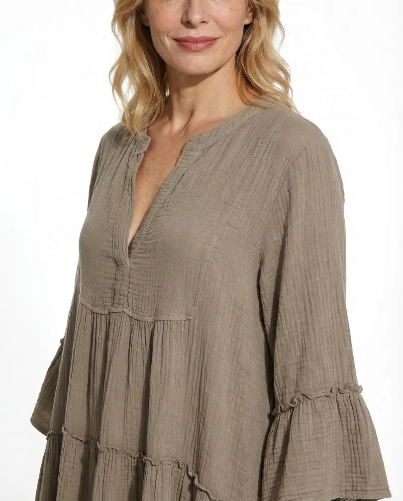 Musselin Maxikleid in  camel von Made in Italy (Bild 4)