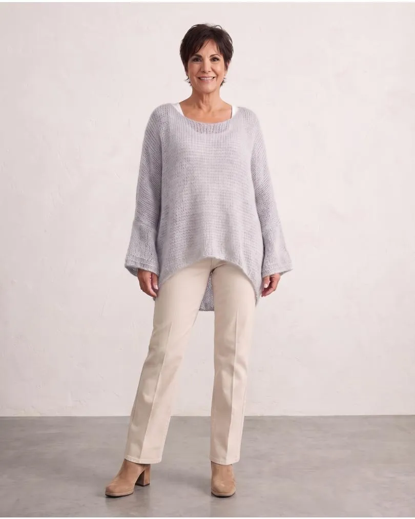 Oversize Pullover Grobstrick in  hellgrau von New Collection (Bild 3)