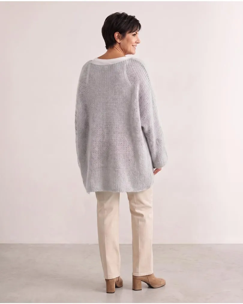 Oversize Pullover Grobstrick in  hellgrau von New Collection (Bild 5)