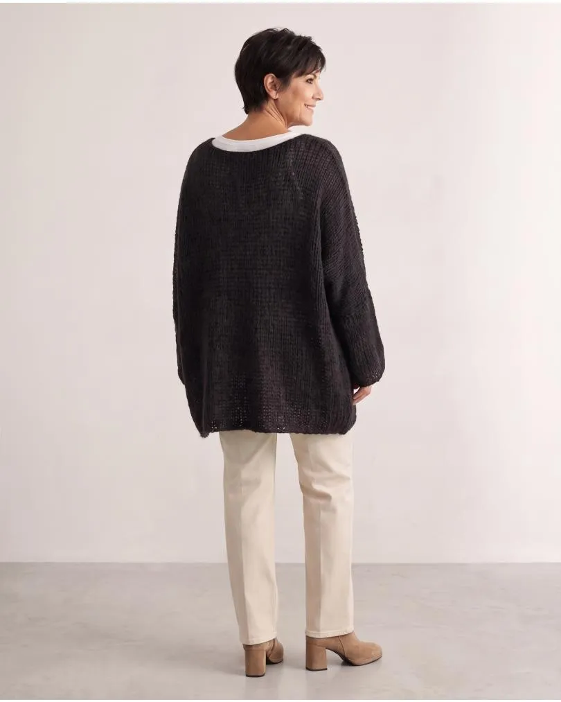 Oversize Pullover Grobstrick in  schwarz von New Collection (Bild 5)