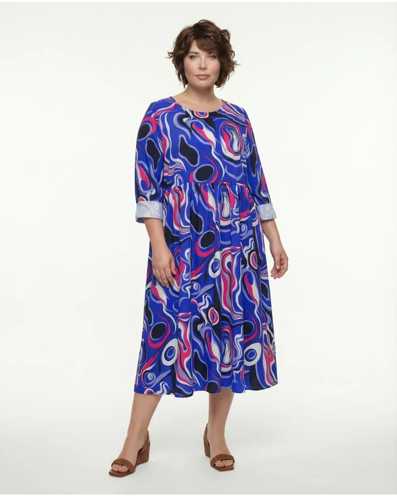 Popeline Kleid Print in  blau von Made in Italy (Bild 3)
