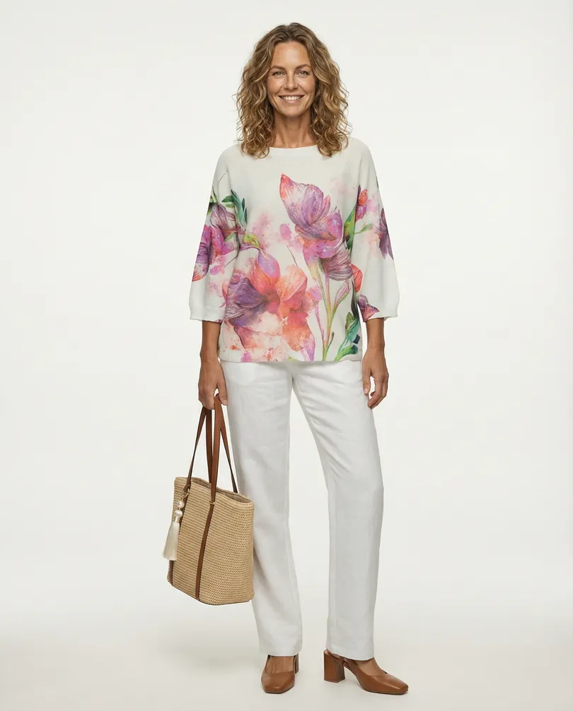 Pullover Floral in  wei� von Made in Italy (Bild 3)