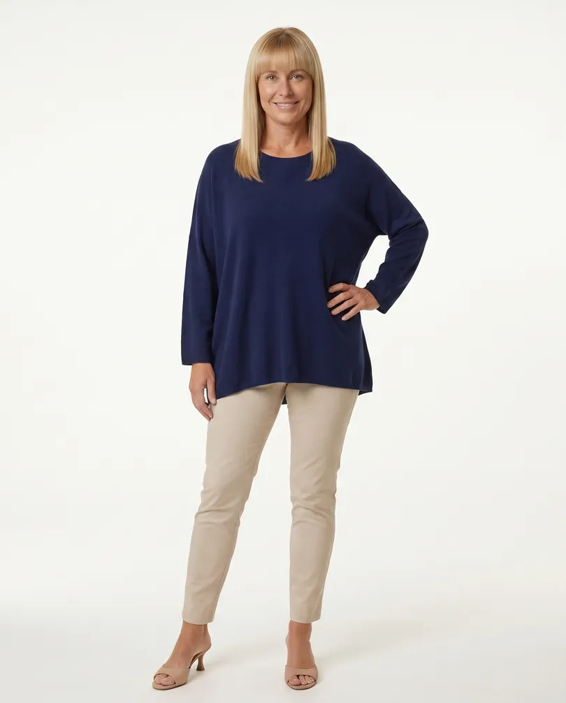 Pullover gerader Schnitt in  dunkelblau von Made in Italy (Bild 3)