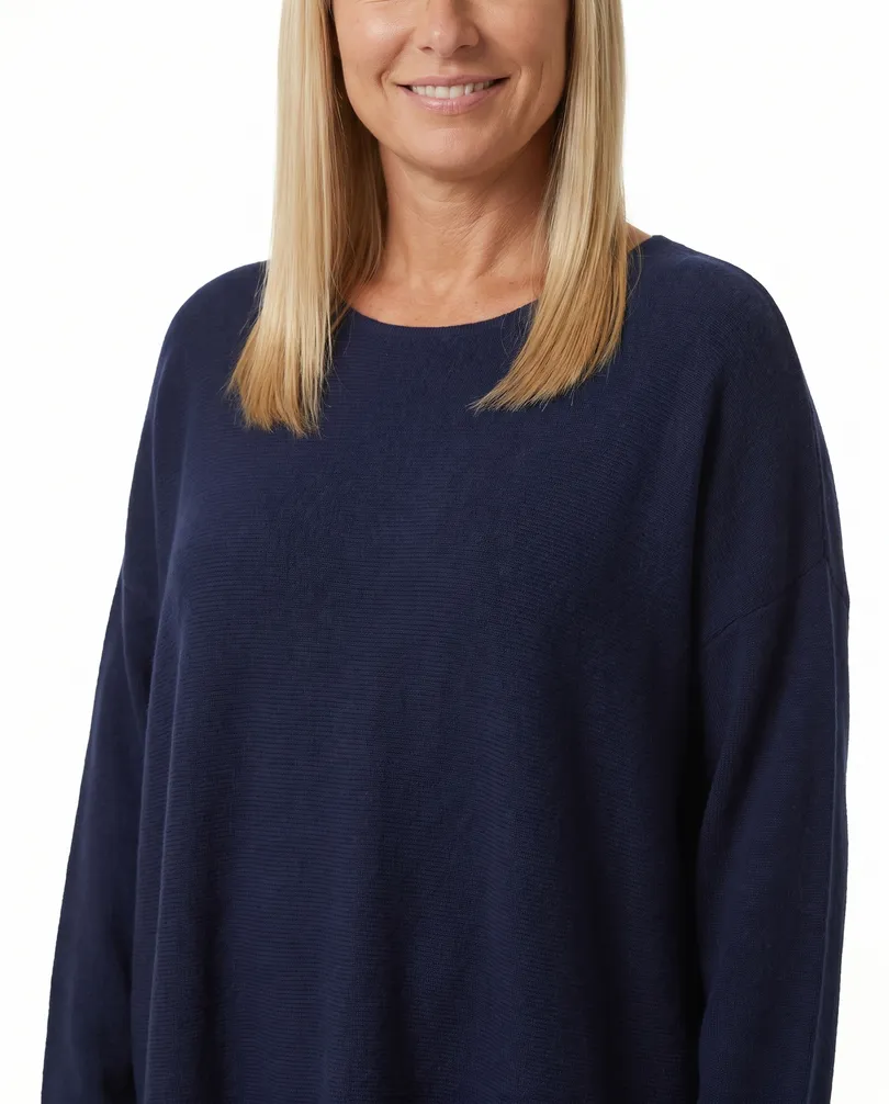 Pullover gerader Schnitt in  dunkelblau von Made in Italy (Bild 4)