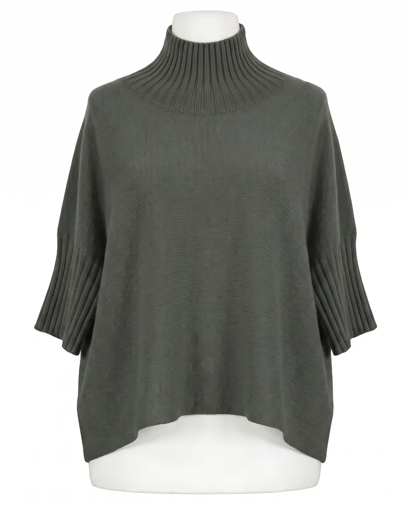 Pullover Kastenform in  oliv von Made in Italy (Bild 1)