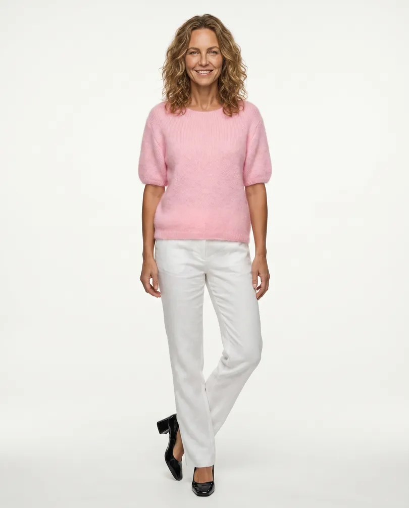 Pullover Kurzarm mit Mohair in  rosa von Made in Italy (Bild 3)