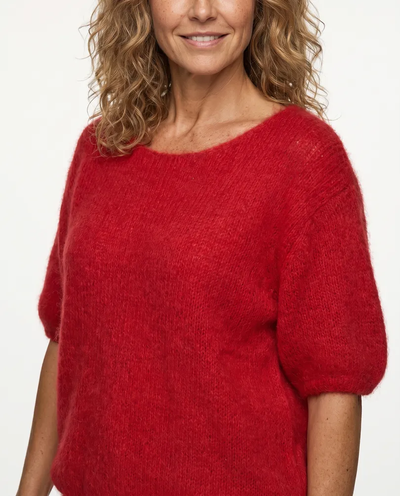 Pullover Kurzarm mit Mohair in  rot von Made in Italy (Bild 4)