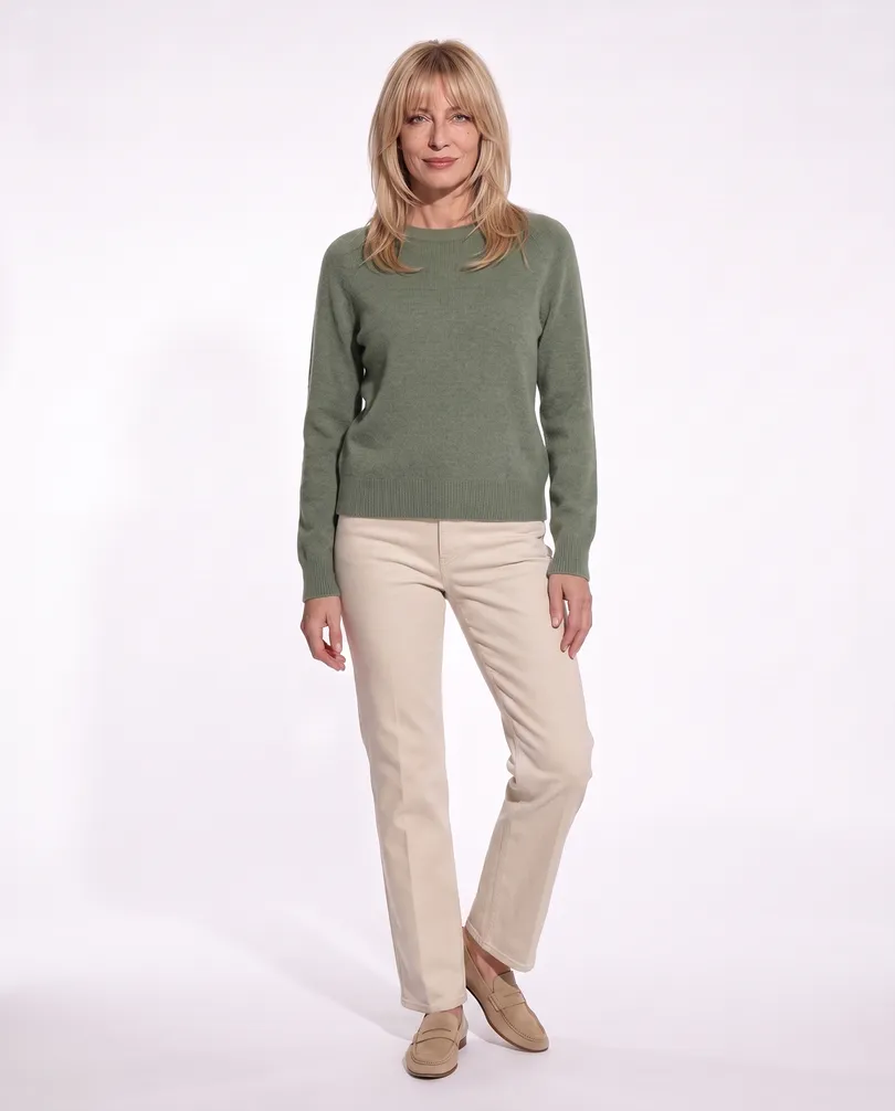 Pullover mit Alpaka in  khaki von Made in Italy (Bild 3)
