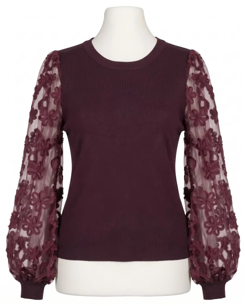 Pullover mit Bl�ten�rmeln in  aubergine von Clara (Bild 1)