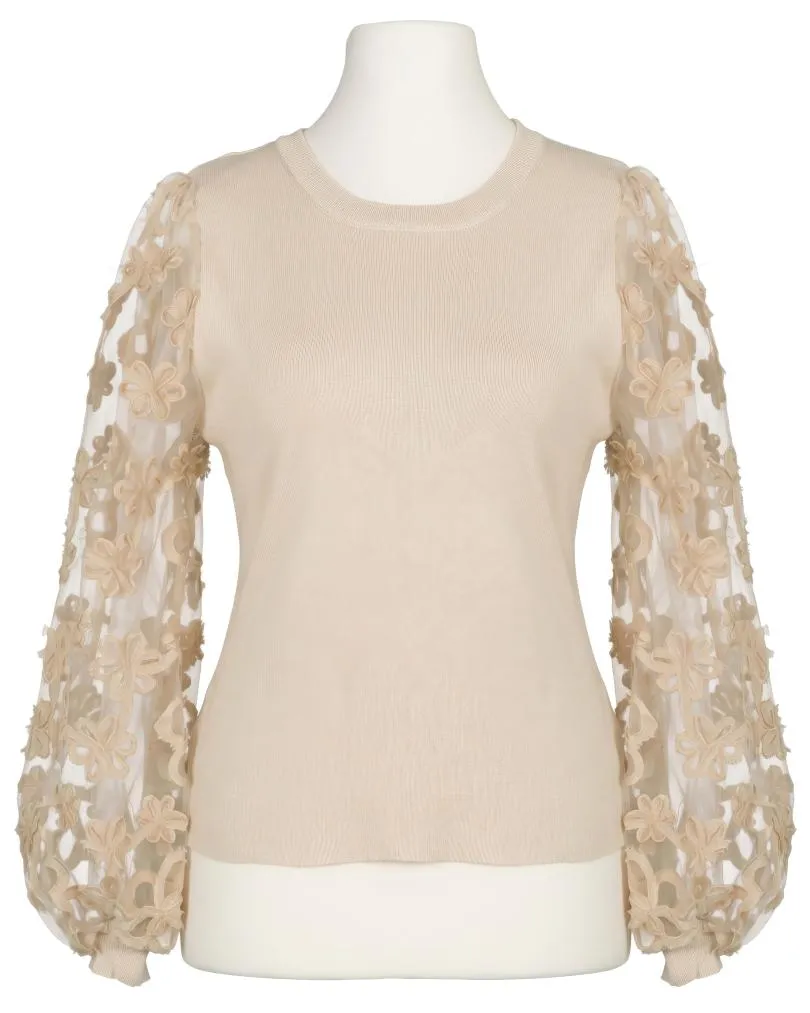 Pullover mit Bl�ten�rmeln in  beige von Clara (Bild 1)