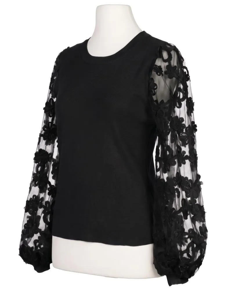 Pullover mit Bl�ten�rmeln in  schwarz von Clara (Bild 2)