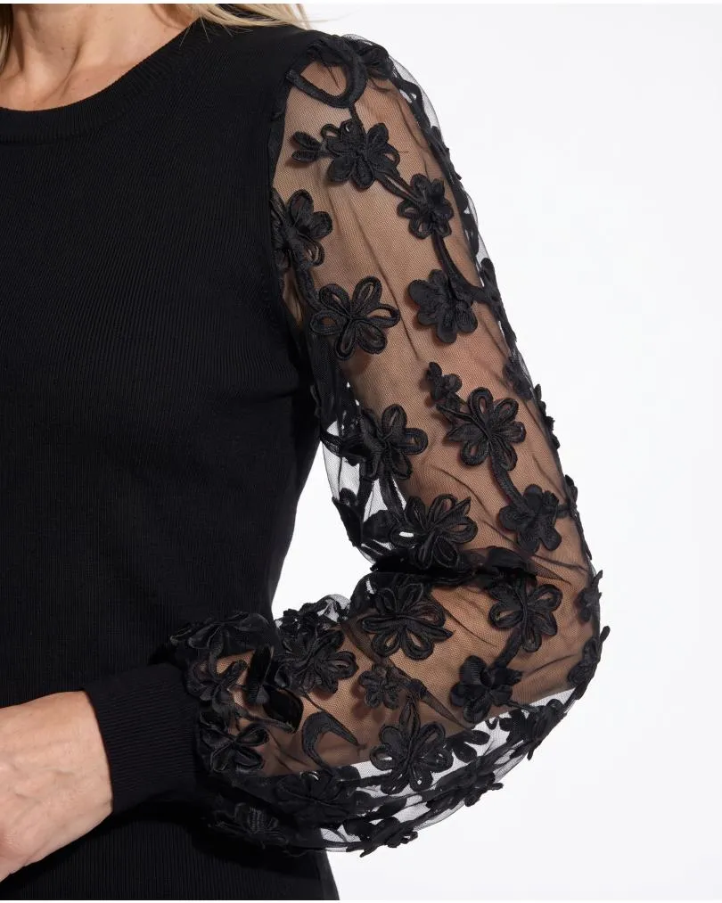 Pullover mit Bl�ten�rmeln in  schwarz von Clara (Bild 6)
