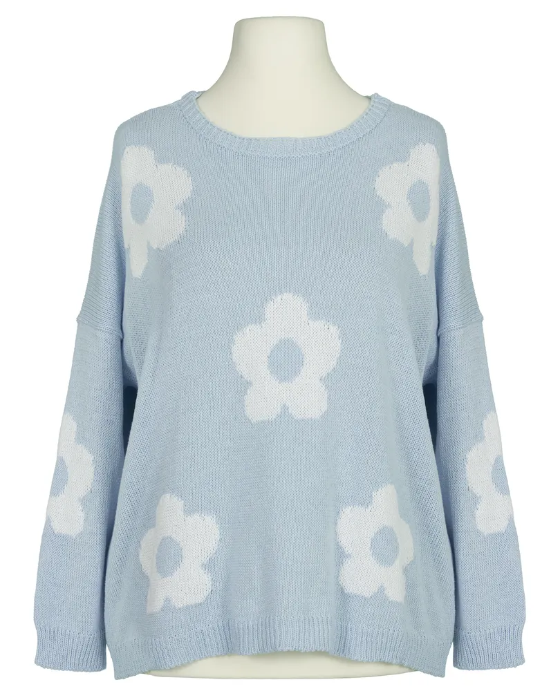Pullover mit Blumen in  hellblau von Made in Italy (Bild 1)