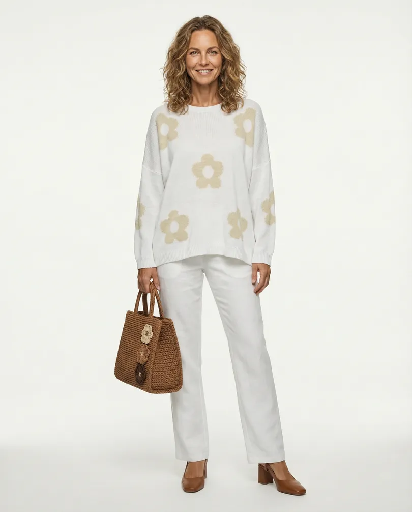 Pullover mit Blumen in  wei� von Made in Italy (Bild 3)