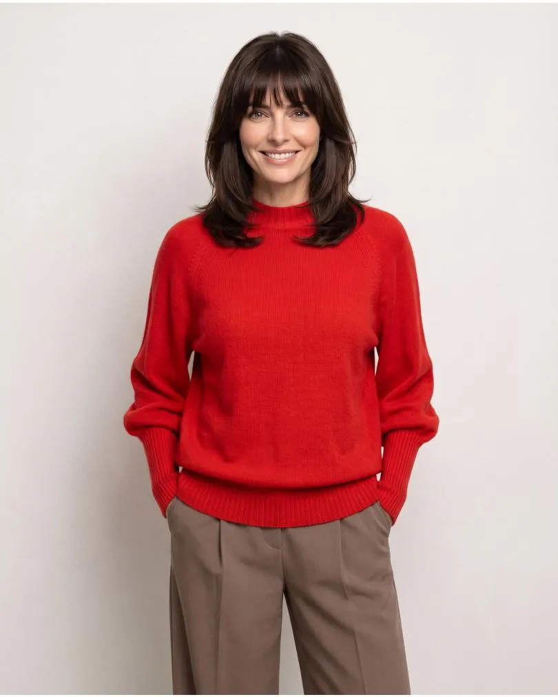 Pullover mit Fledermausarm in  rot von Made in Italy (Bild 6)