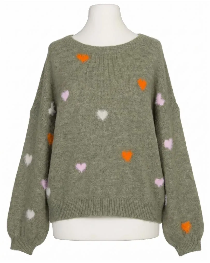 Pullover mit Herzen in  khaki von Selected Touch (Bild 1)
