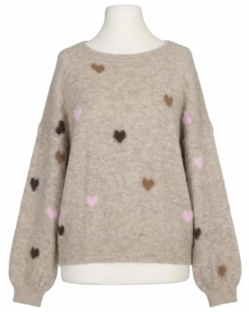 Pullover mit Herzen in  taupe von Selected Touch (Bild 1)