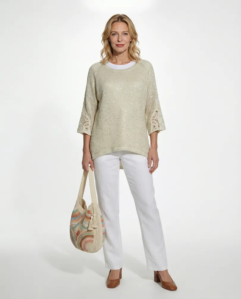 Pullover mit Pailletten in  creme von Victoria Karl (Bild 3)