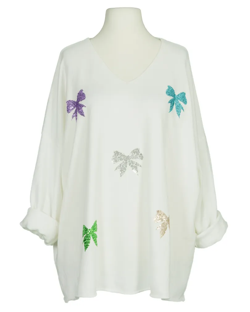 Pullover mit Pailletten in  wei� von Made in Italy (Bild 1)