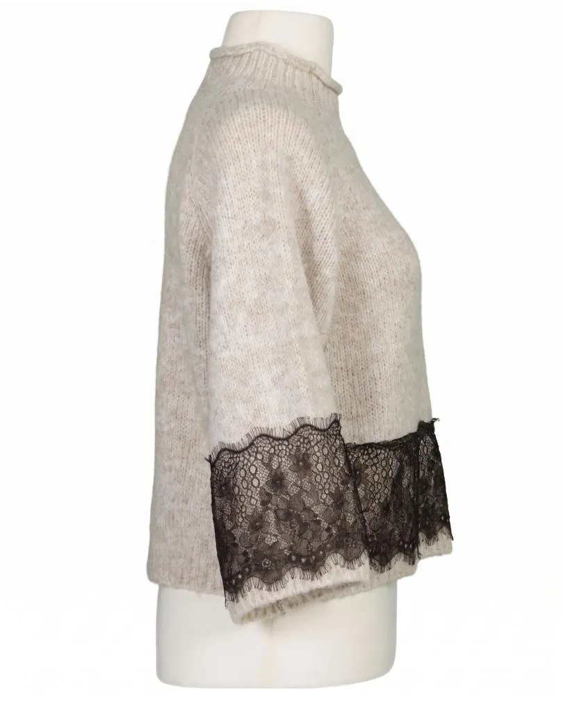 Pullover mit Spitze in  beige von Made in Italy (Bild 2)