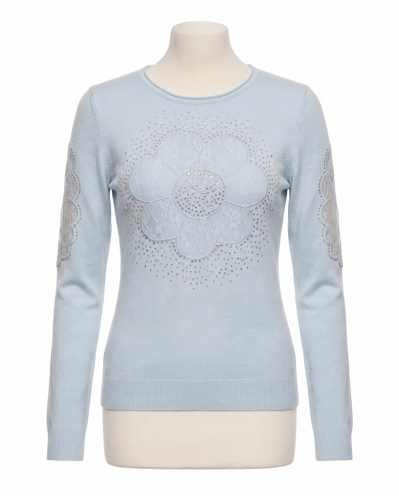 Pullover mit Spitze in  hellblau von Memory & Co (Bild 1)