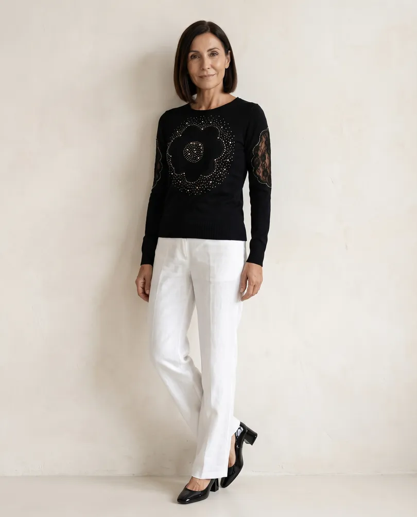 Pullover mit Spitze in  schwarz von Memory & Co (Bild 5)