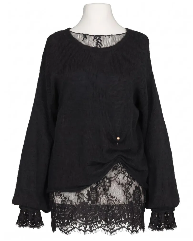 Pullover mit Spitzenshirt 2-tlg. in  schwarz von Italian Design (Bild 1)