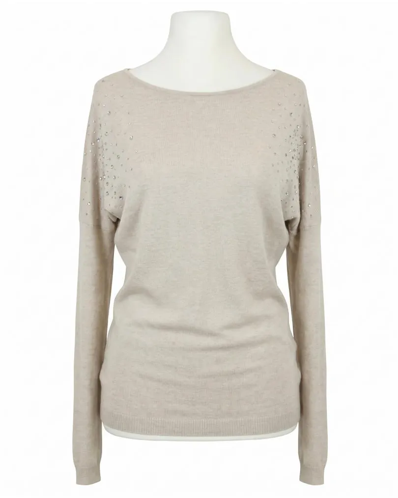 Pullover mit Strass in  beige von Made in Italy (Bild 1)