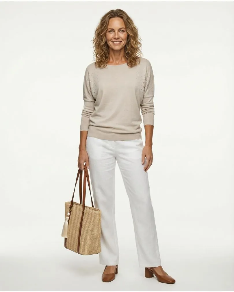 Pullover mit Strass in  beige von Made in Italy (Bild 3)