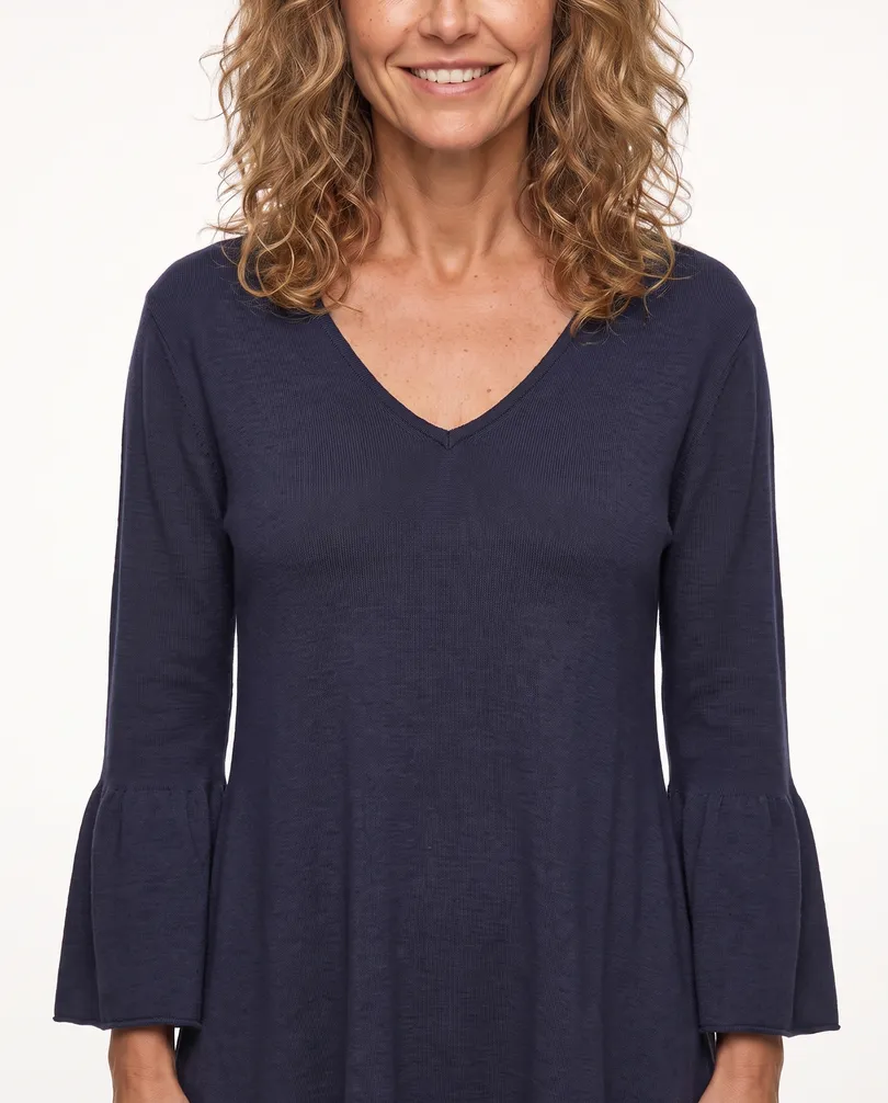 Pullover mit Trompetenarm in  blau von Made in Italy (Bild 4)