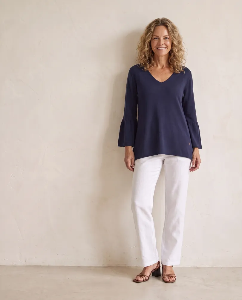 Pullover mit Trompetenarm in  blau von Made in Italy (Bild 5)