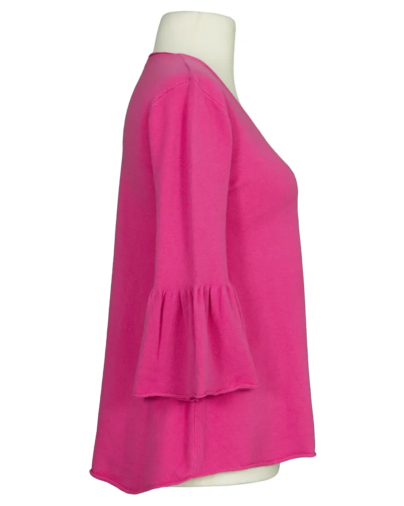 Pullover mit Trompetenarm in  pink von Made in Italy (Bild 2)