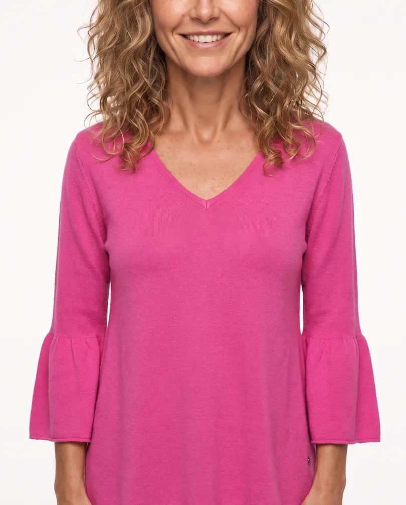 Pullover mit Trompetenarm in  pink von Made in Italy (Bild 5)