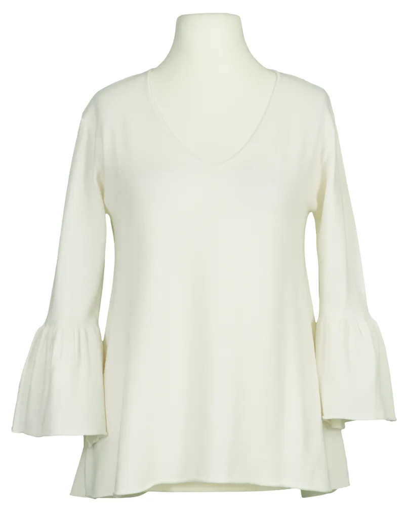 Pullover mit Trompetenarm in  wollwei� von Made in Italy (Bild 1)
