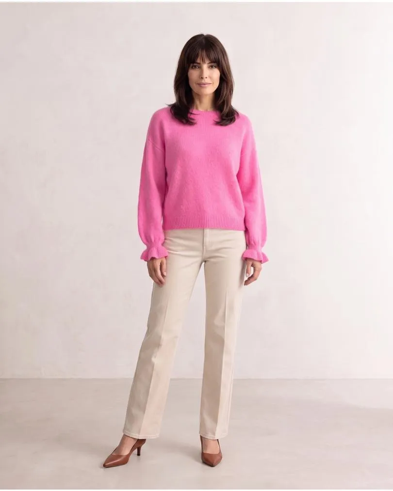 Pullover mit Volantarm in  pink von Made in Italy (Bild 3)