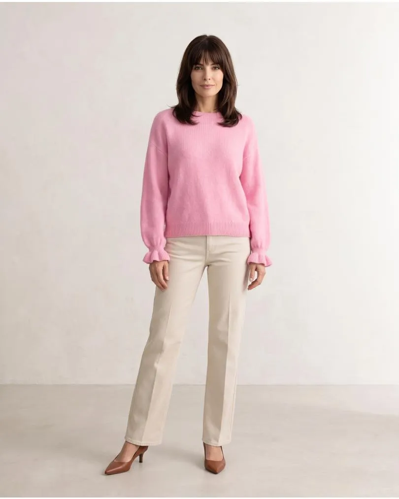 Pullover mit Volantarm in  rosa von Made in Italy (Bild 3)