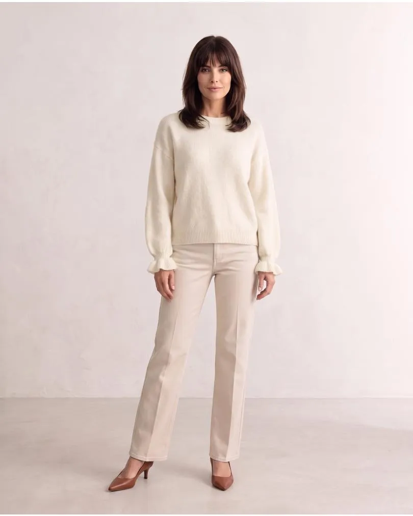 Pullover mit Volantarm in  wollwei� von Made in Italy (Bild 3)