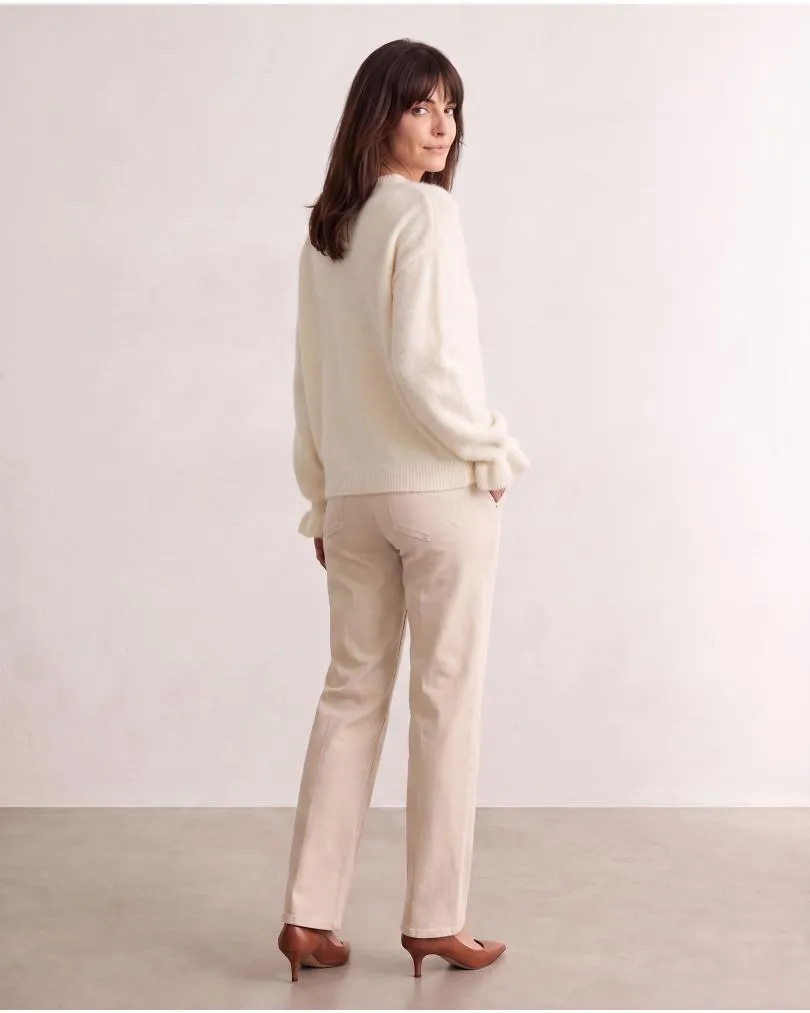 Pullover mit Volantarm in  wollwei� von Made in Italy (Bild 4)