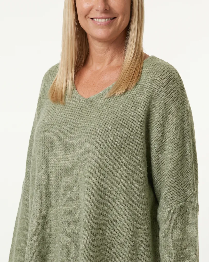 Pullover Oversize in  khaki von IMPRESS (Bild 3)