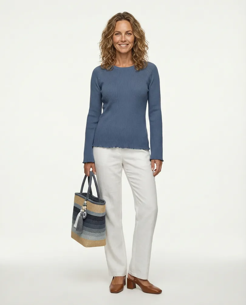 Pullover Rippstrick in  jeansblau von Made in Italy (Bild 3)