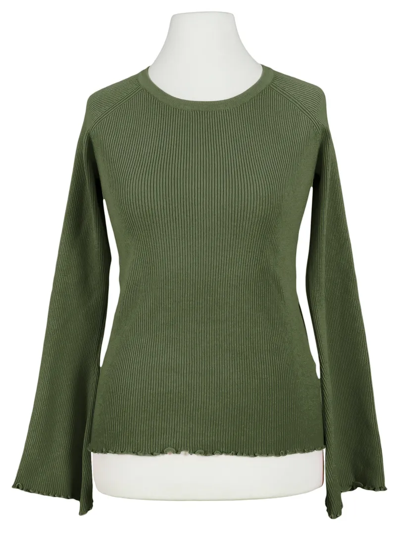 Pullover Rippstrick in khaki von Made in Italy