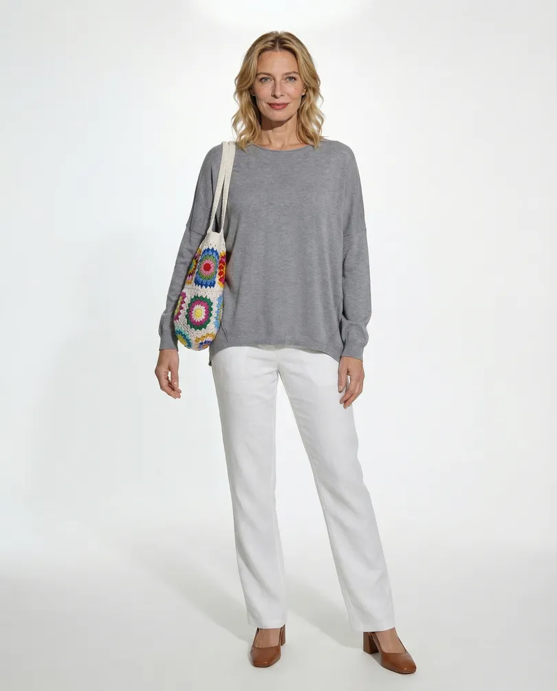 Pullover Rundhals in  grau von Moda Italia (Bild 3)