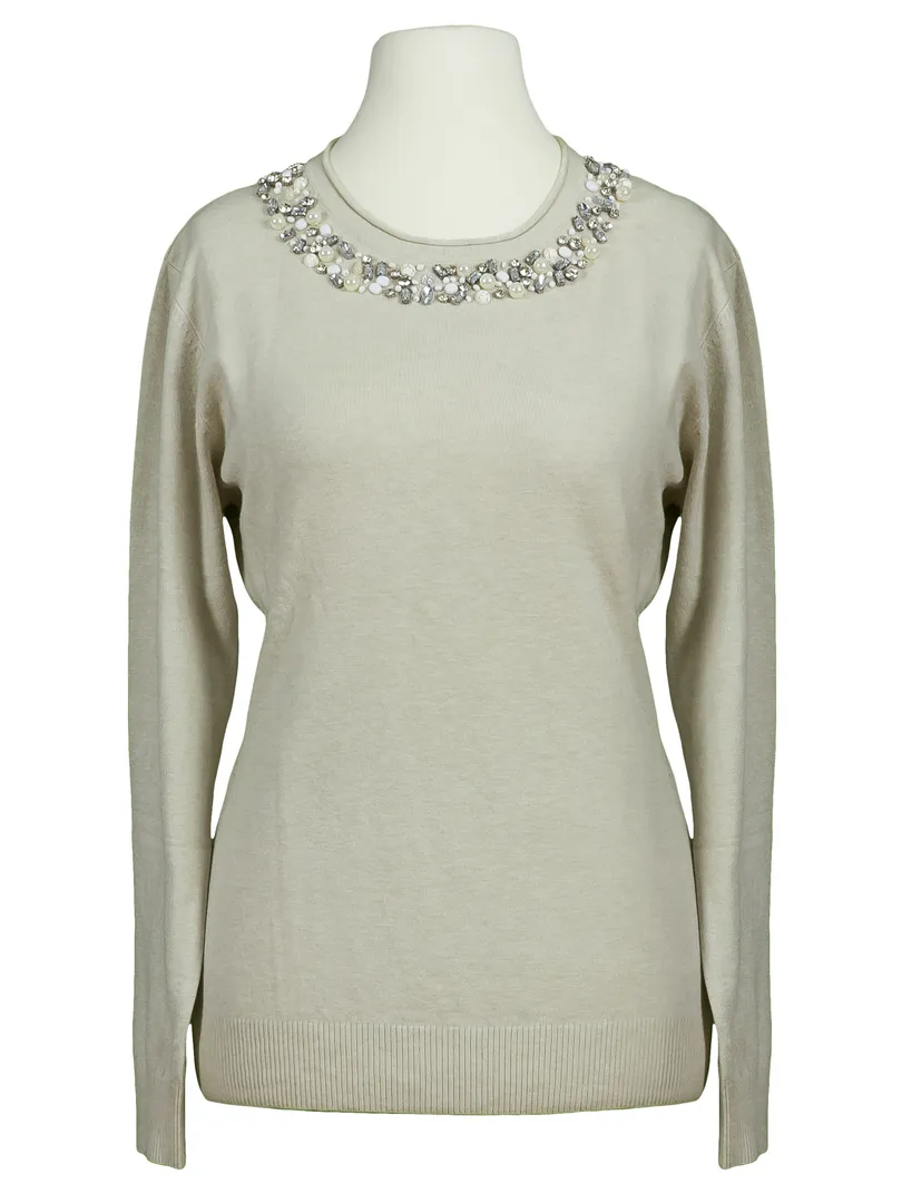 Pullover Schmucksteine in  beige von Made in Italy (Bild 1)