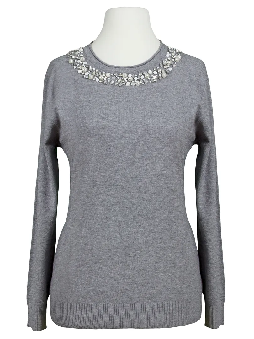 Pullover Schmucksteine in  grau von Made in Italy (Bild 1)
