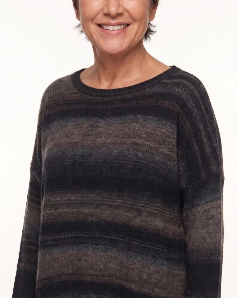 Pullover Streifenmuster in  braun-anthrazit von Made in Italy (Bild 4)