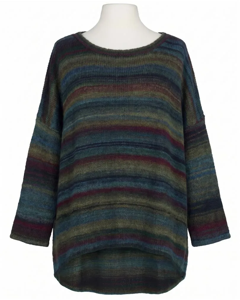 Pullover Streifenmuster in  oliv-petrol von Made in Italy (Bild 1)