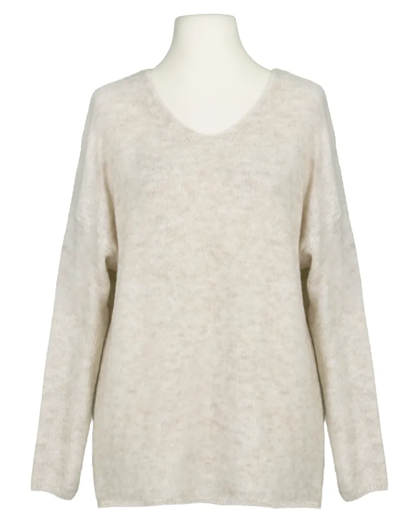 Pullover V-Ausschnitt in  beige von Made in Italy (Bild 1)