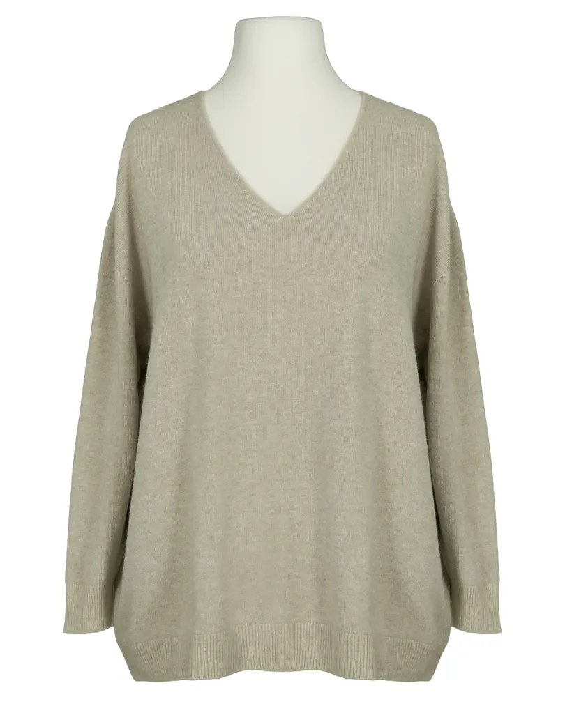 Pullover V-Ausschnitt in beige von Made in Italy