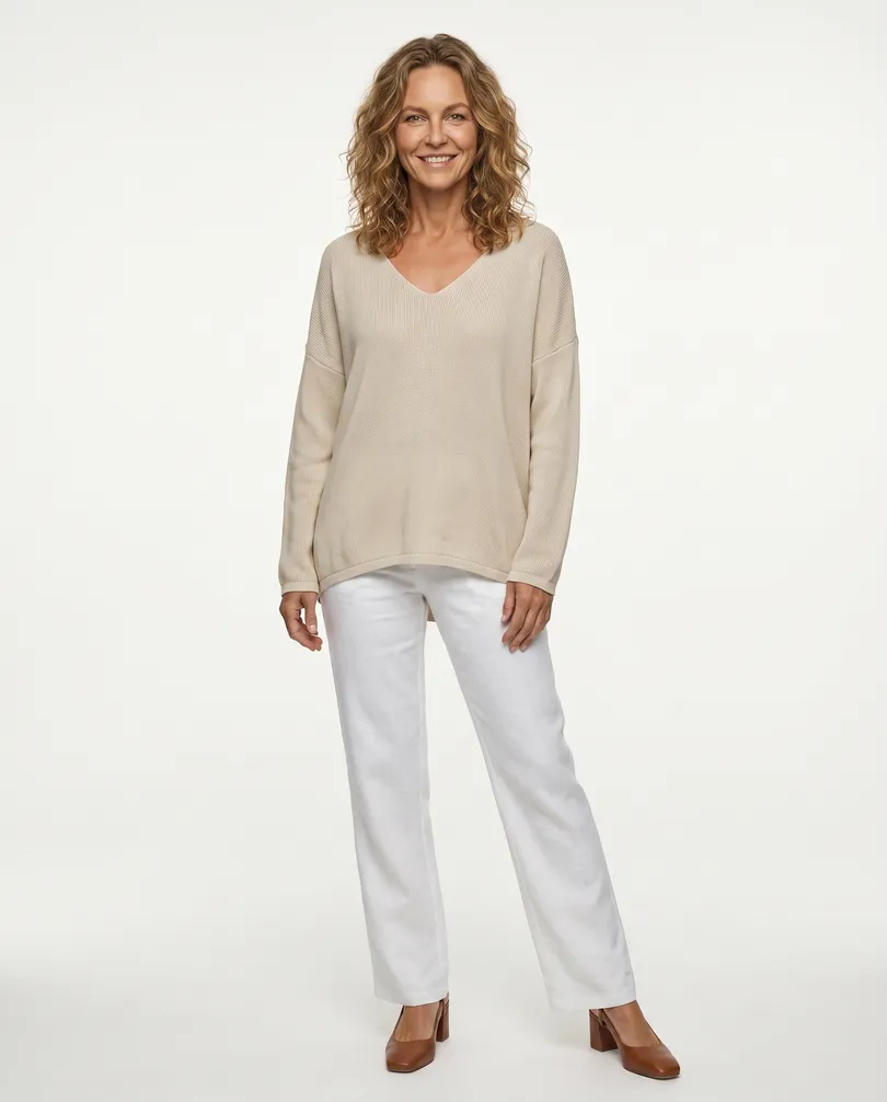 Pullover V-Ausschnitt in  beige von Selected Touch (Bild 3)