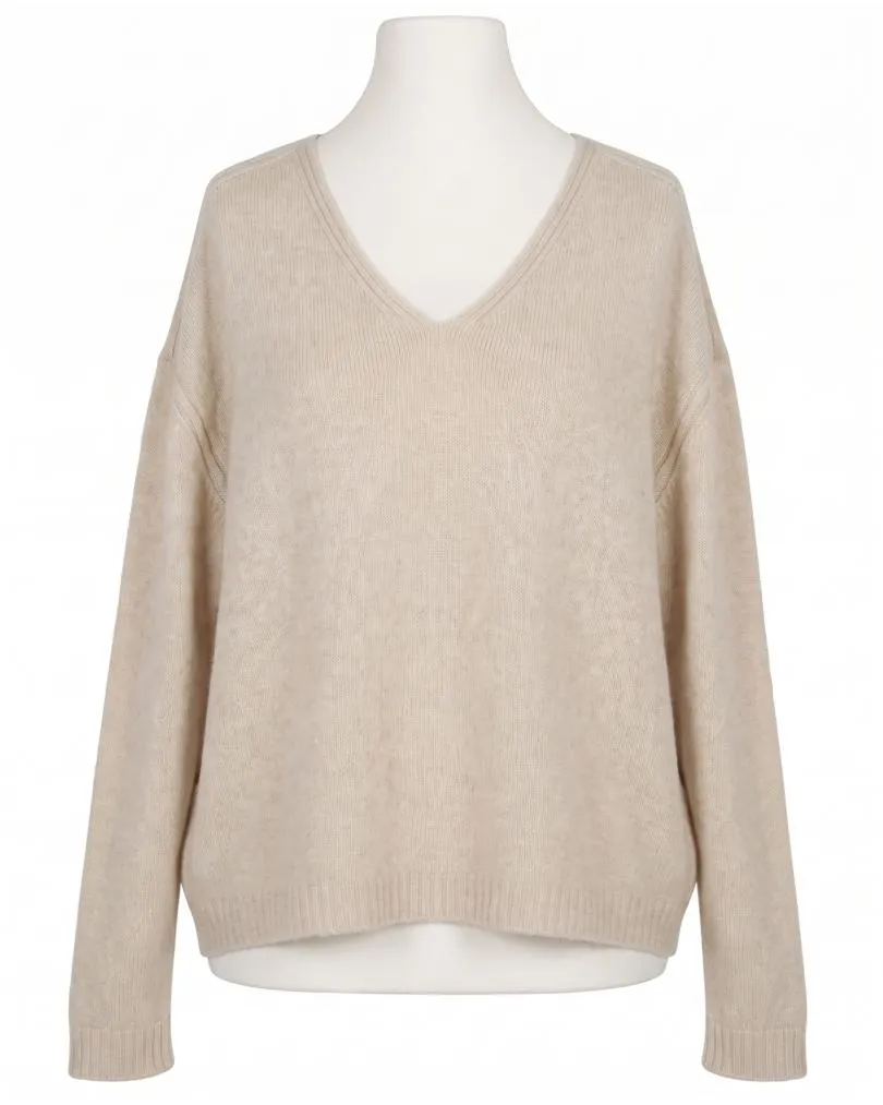 Pullover V-Ausschnitt in  beige von Made in Italy (Bild 1)